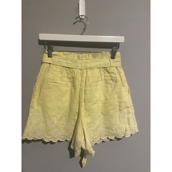 LOFT Paperbag Eyelet Shorts Women’s Small Bright Yellow Scallop Hem NWT Summer‎ - Picture 7 of 8